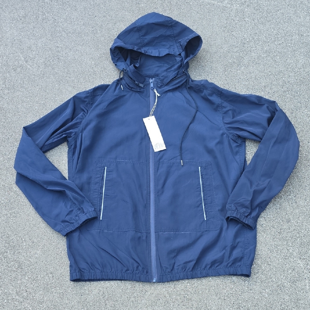 Viveshirt New York Full Zip Windbreaker Jacket Navy Blue Size LARGE NwT